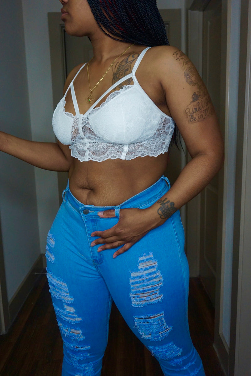Lace Me Crop Top :: White