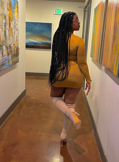 Show Out Mini Dress: Caramel