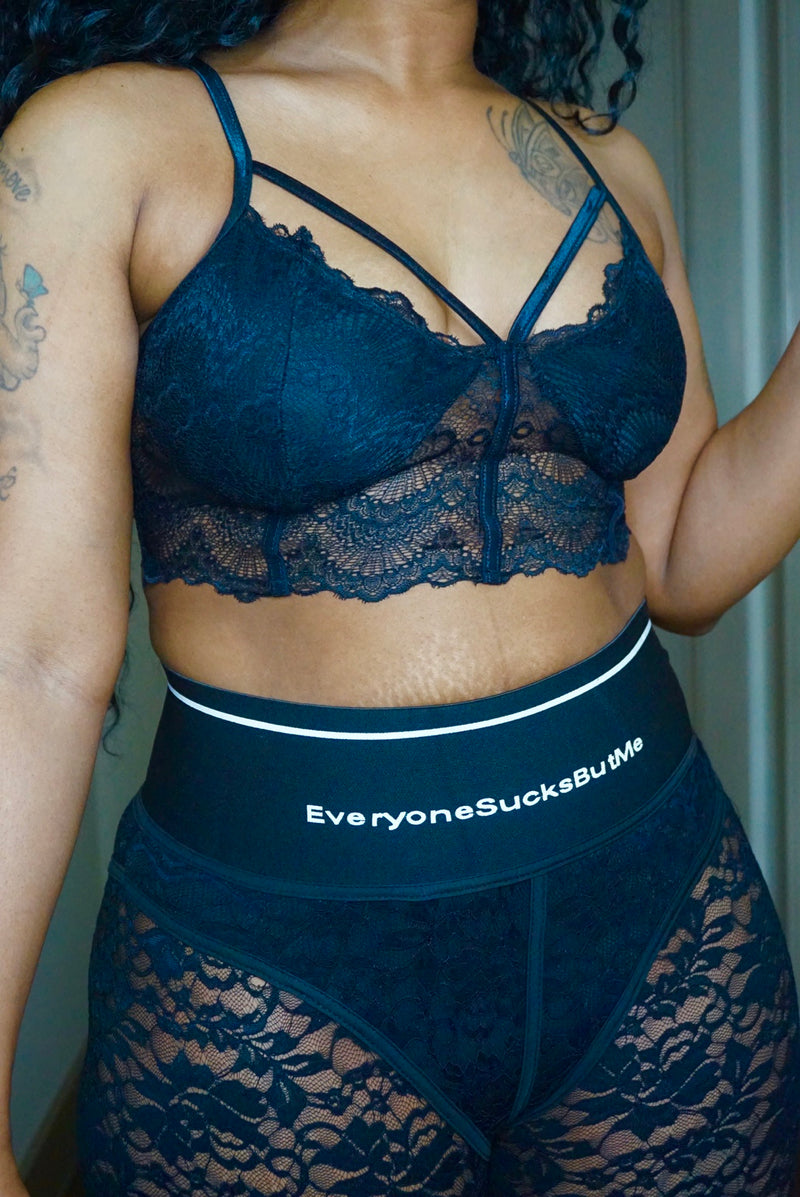 Lace Me Crop Top :: Black